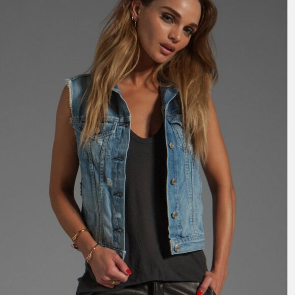 Rag & Bone Tattered Jean Vest - Picture 1 of 5